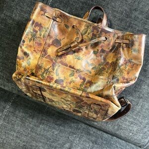 Frye Floral Brown Leather Backpack